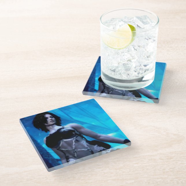 Blue Toxin glass coaster (Angled)
