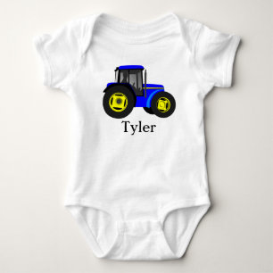 Blue Tractor Baby Bodysuit