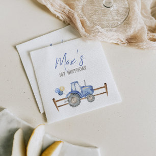 Blue Tractor Birthday Napkins
