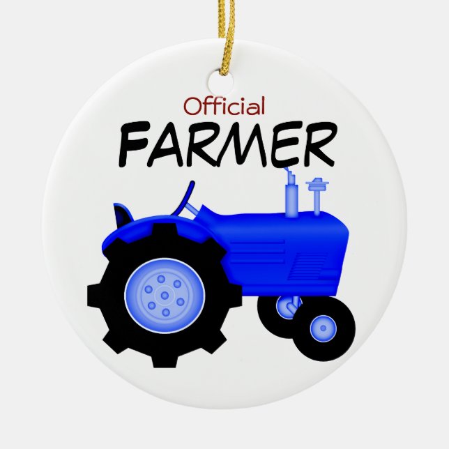 Blue Tractor Christmas Ornament (Front)