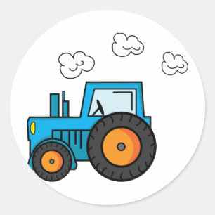 Blue Tractor Classic Round Sticker