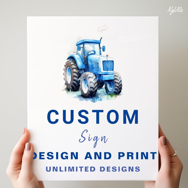 Blue Tractor Custom Personalised Birthday Sign (Creator Uploaded)