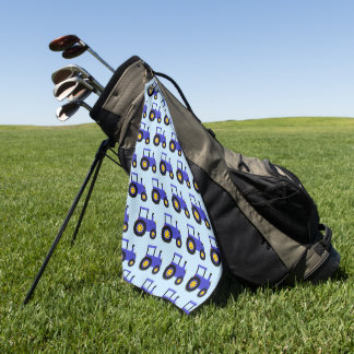 Blue Tractor Design Any Colour Background Golf Towel