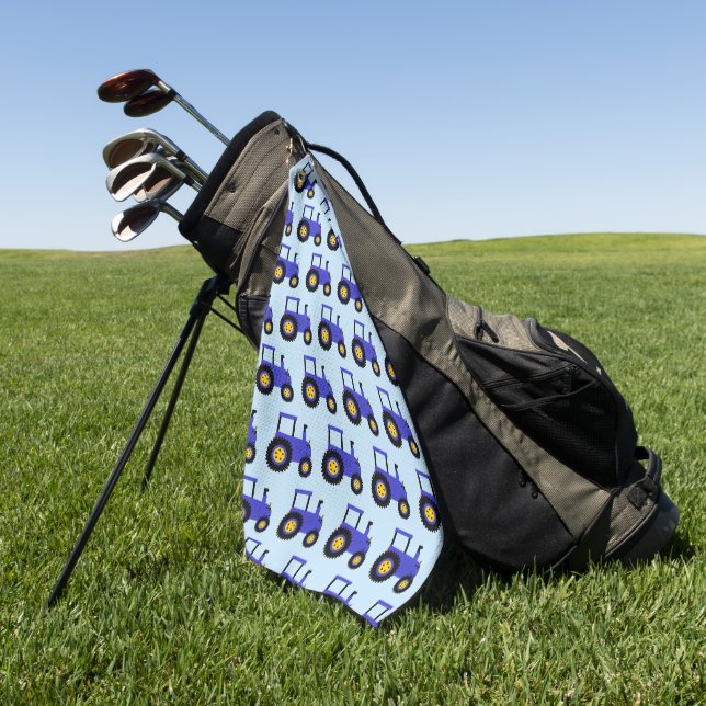 Blue Tractor Design Any Colour Background Golf Towel (Green)