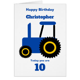 Blue Tractor Design Personalised Birthday