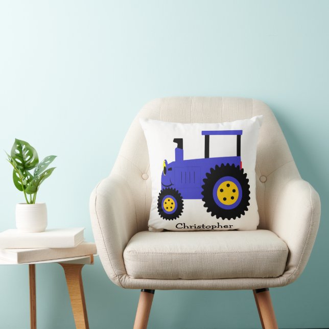Blue Tractor Design Personalised Cushion (Chair)