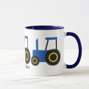 Blue Tractor Design Personalised Mug