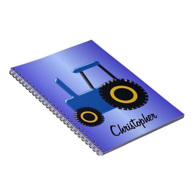 Blue Tractor Design Personalised Notebook (Right Side)