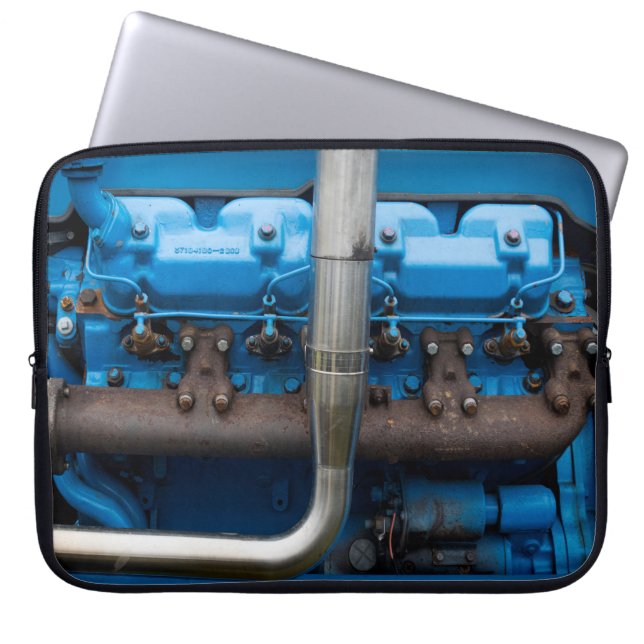 Blue Tractor Motor Laptop Sleeve (Front)