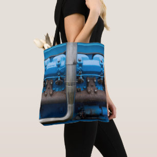 Blue Tractor Motor Tote Bag