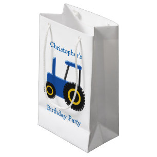 Blue Tractor Personalised Birthday Party Small Gift Bag