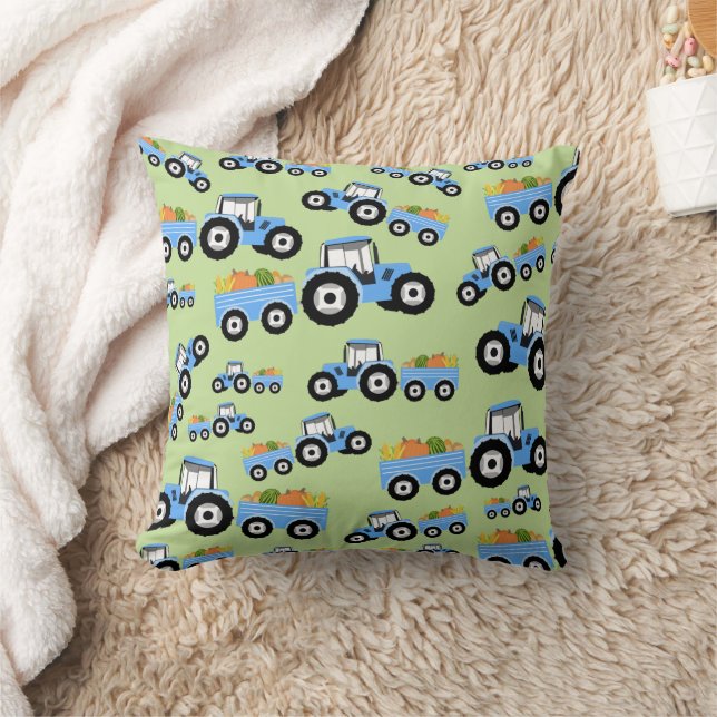 Blue Tractor Truck Farm Produce Cushion (Blanket)