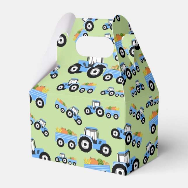 Blue Tractor Truck Farm Produce Favour Box (Front Side)