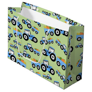 Blue Tractor Truck Farm Produce Large Gift Bag