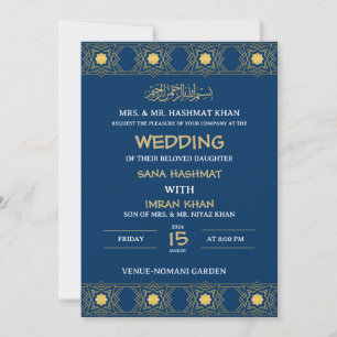 Blue Tradational Muslim Wedding Invitation