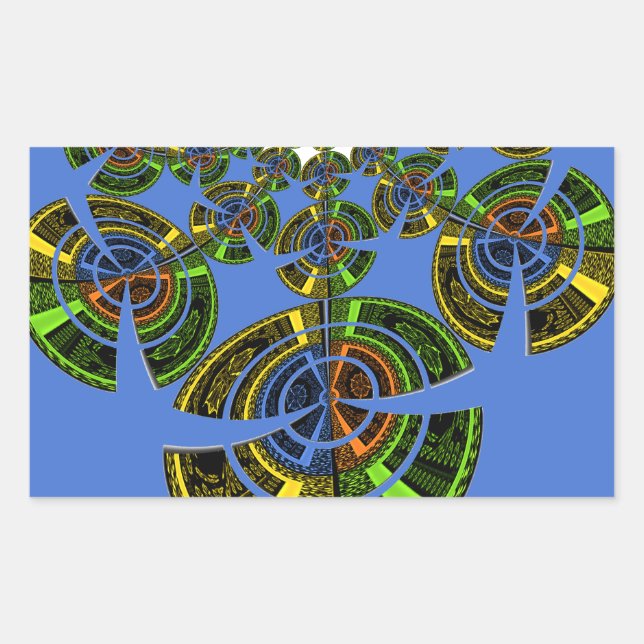 Blue tradition rectangular sticker (Front)