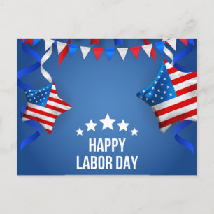 Blue Traditional Happy Labour day  Postcard