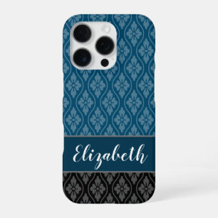 Blue Traditional Japanese Tatewaku Pattern iPhone 16 Pro Case