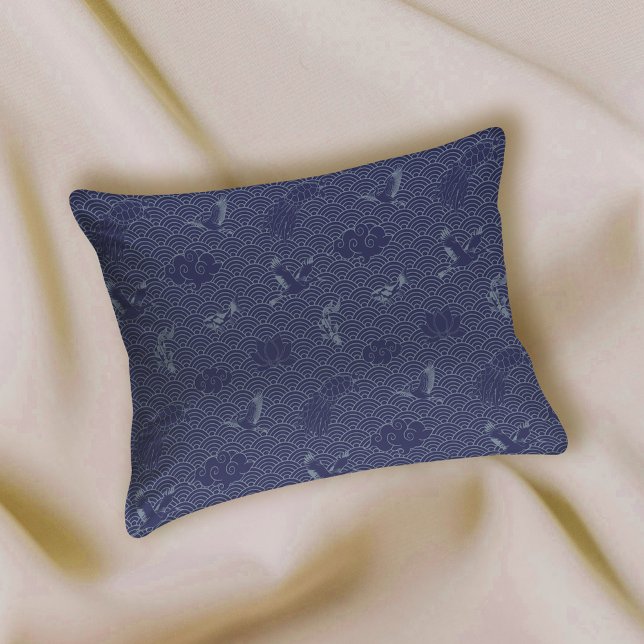 Blue Traditional Japanese Wave Seigaiha Pattern Pillowcase (Creator Uploaded)