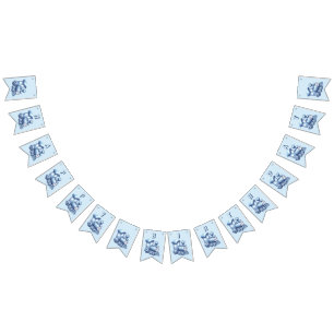 Blue Train Bunting Flag