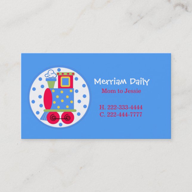 Blue Train Mummy Play Date Card (Front)