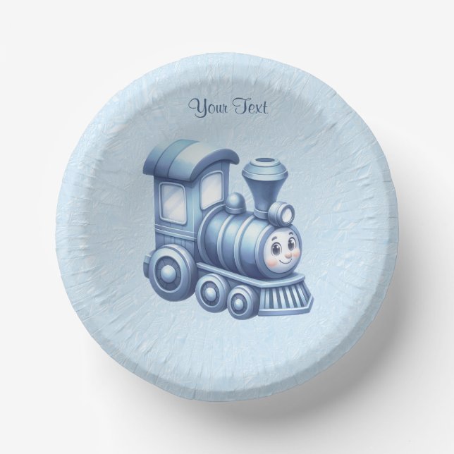 Blue Train Paper Bowl Paper Plate (Front)