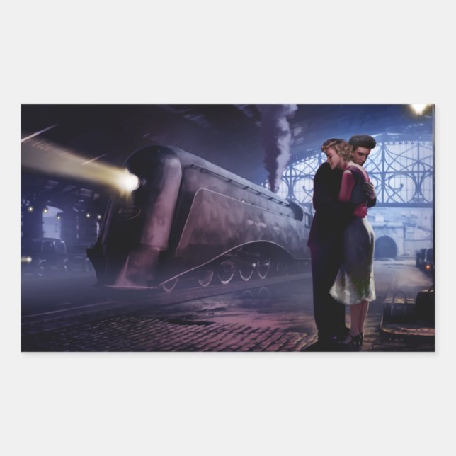 Blue Train Rectangular Sticker (Front)