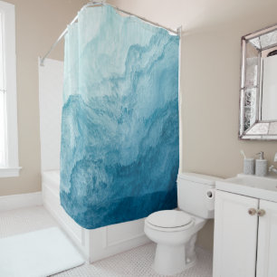 Blue Tranquil Ocean Waves Nature Abstract Art Shower Curtain