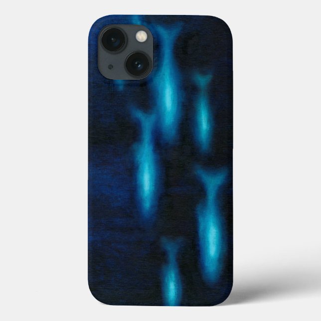 Blue Translucent Fish Silhouettes Case-Mate iPhone Case (Back)