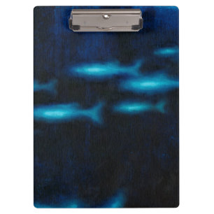 Blue Translucent Fish Silhouettes Clipboard
