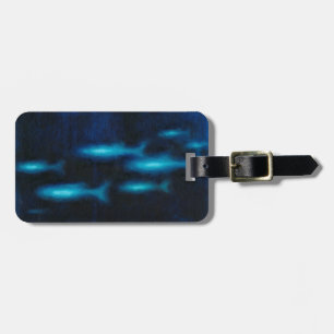 Blue Translucent Fish Silhouettes Luggage Tag