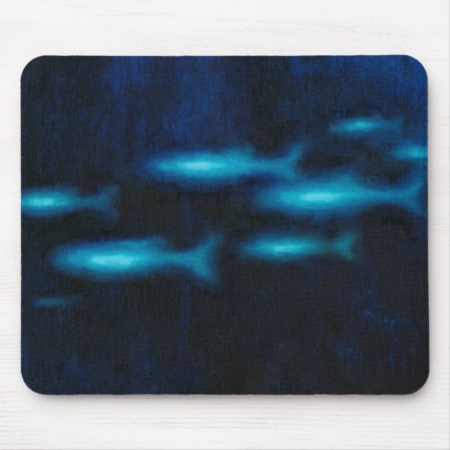 Blue Translucent Fish Silhouettes Mouse Mat (Front)