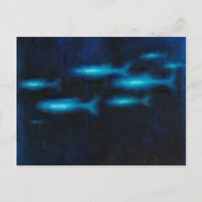 Blue Translucent Fish Silhouettes Postcard (Front)