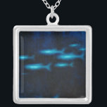 Blue Translucent Fish Silhouettes Silver Plated Necklace<br><div class="desc">This vibrant fine art print of a group of blue translutent fish swimming will be a great addition to any Zazzle product and will bring a great pop of colour. Get it today!</div>