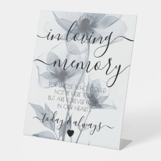 Blue Translucent Flowers Memorial Pedestal Sign