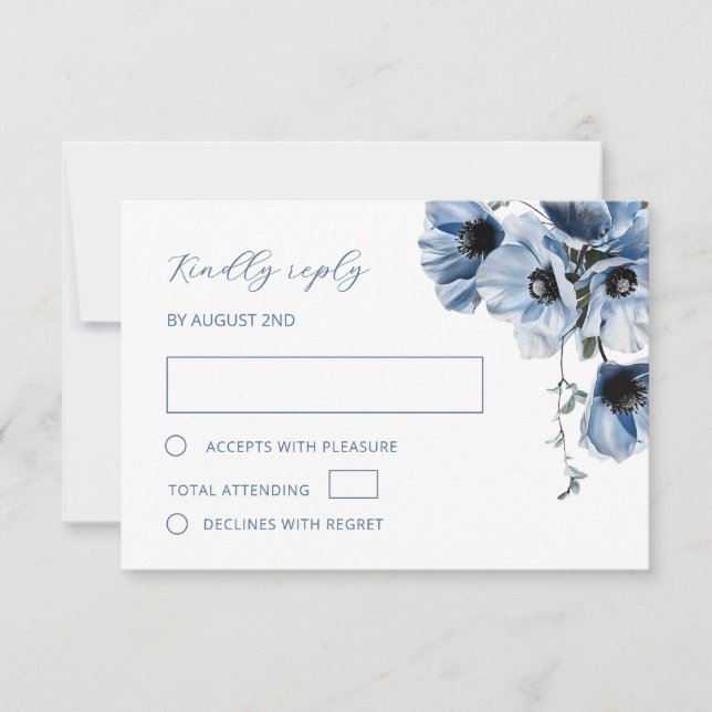 Blue Transparent Flower RSVP Card (Front)