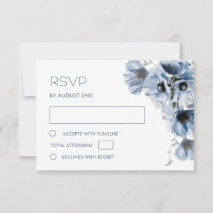 Blue Transparent Flower RSVP Card