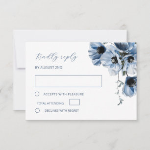 Blue Transparent Flower RSVP Card
