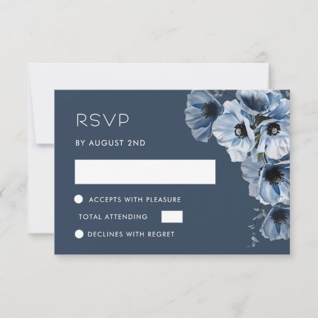 Blue Transparent Flower RSVP Card (Front)