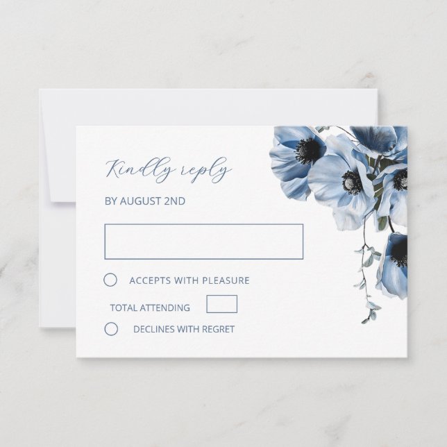 Blue Transparent Flower RSVP Card (Front)