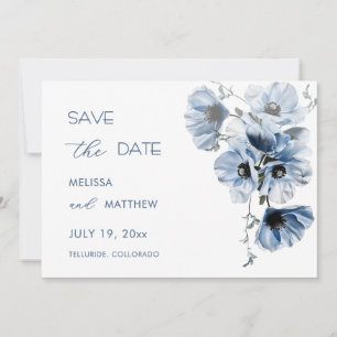 Blue Transparent Flower RSVP Card