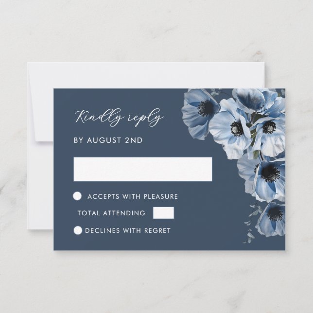 Blue Transparent Flower RSVP Card (Front)