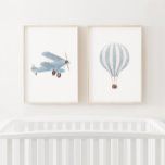 Blue Transportation Travel Nursery Decor<br><div class="desc">Add a finishing touch to your little one's space with this set of 2 transportation prints.</div>