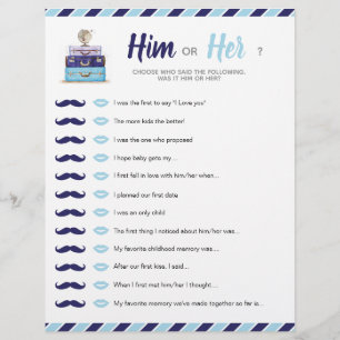 Blue Travel Shower Baby Bridal Him or Her Game