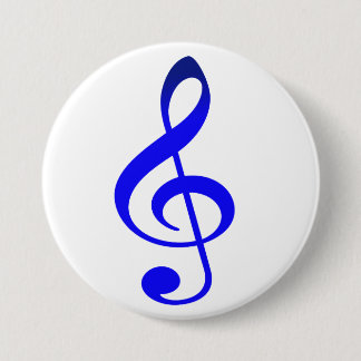 Blue Treble Clef Brooch (Button) 7.5 Cm Round Badge