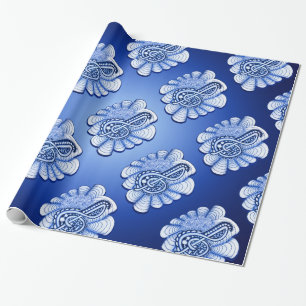 Blue Treble Clef Music Art Wrapping Paper