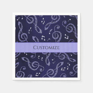 Blue Treble Clefs Stylish Personalise Napkins