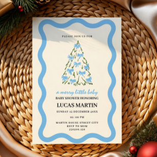 blue tree a merry little baby shower invitation