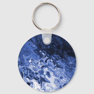 Blue Tree Abstract Key Ring