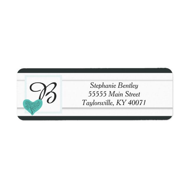 Blue Tree and Heart Return Address Label (Front)